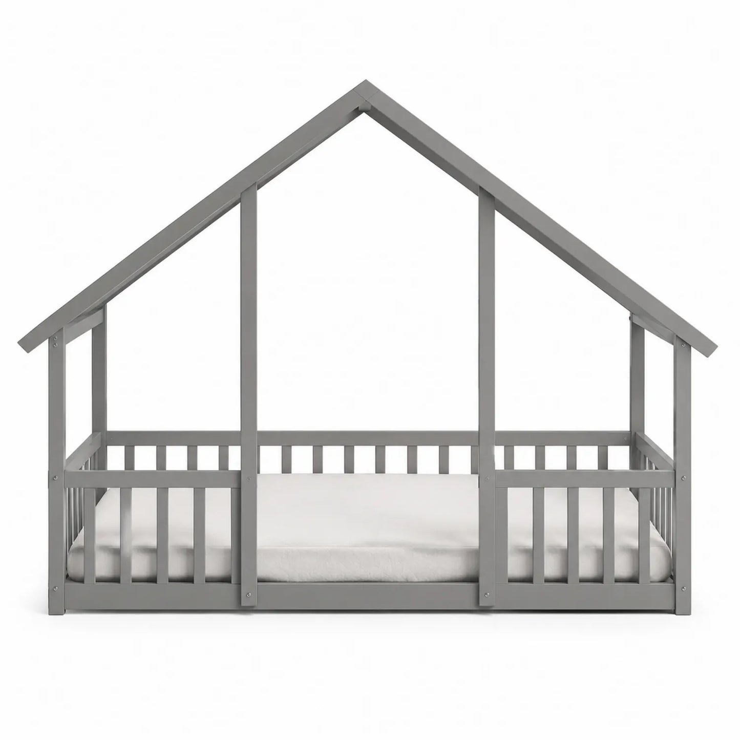 Letto Casetta per Bambini in Legno Grigio 200x90 cm