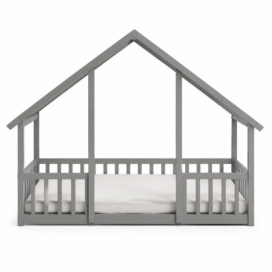 Letto Casetta per Bambini in Legno Grigio 200x90 cm