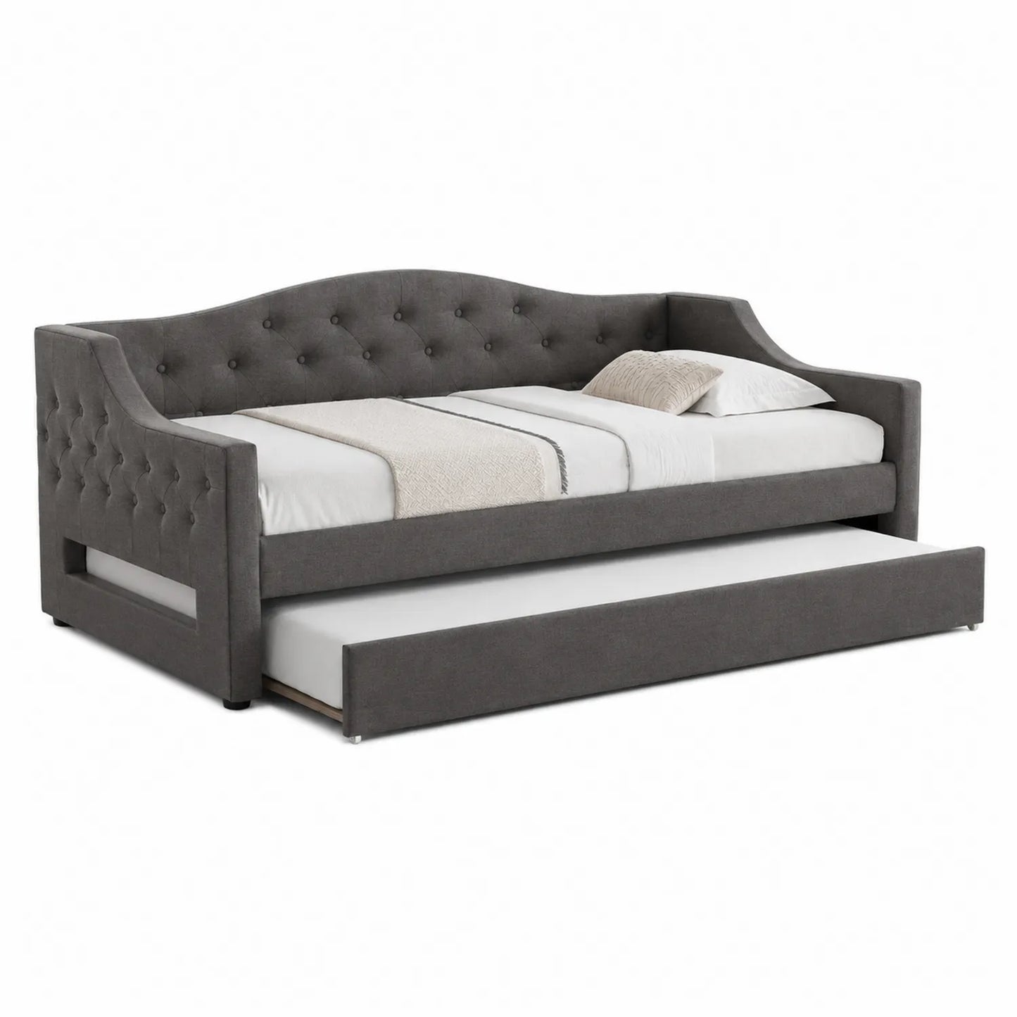 Divano Letto con Letto Estraibile in Tessuto Grigio