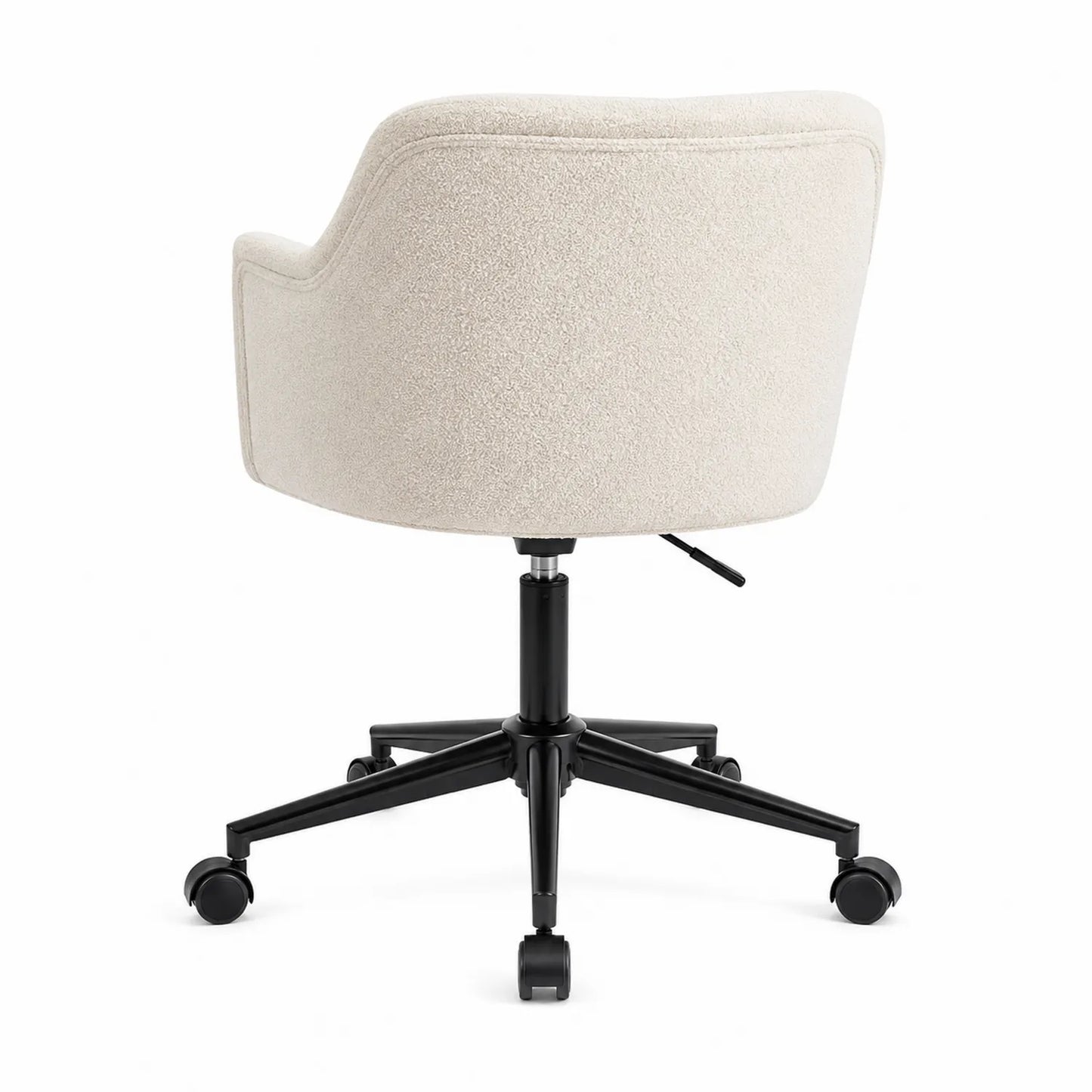 Sedia da ufficio girevole in tessuto poliestere beige con ruote