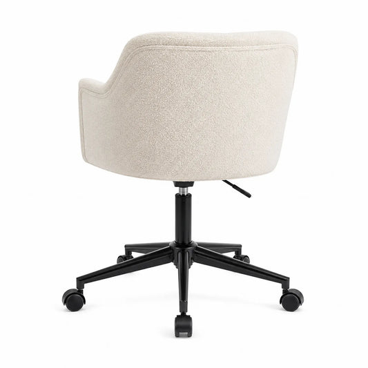 Sedia da ufficio girevole in tessuto poliestere beige con ruote