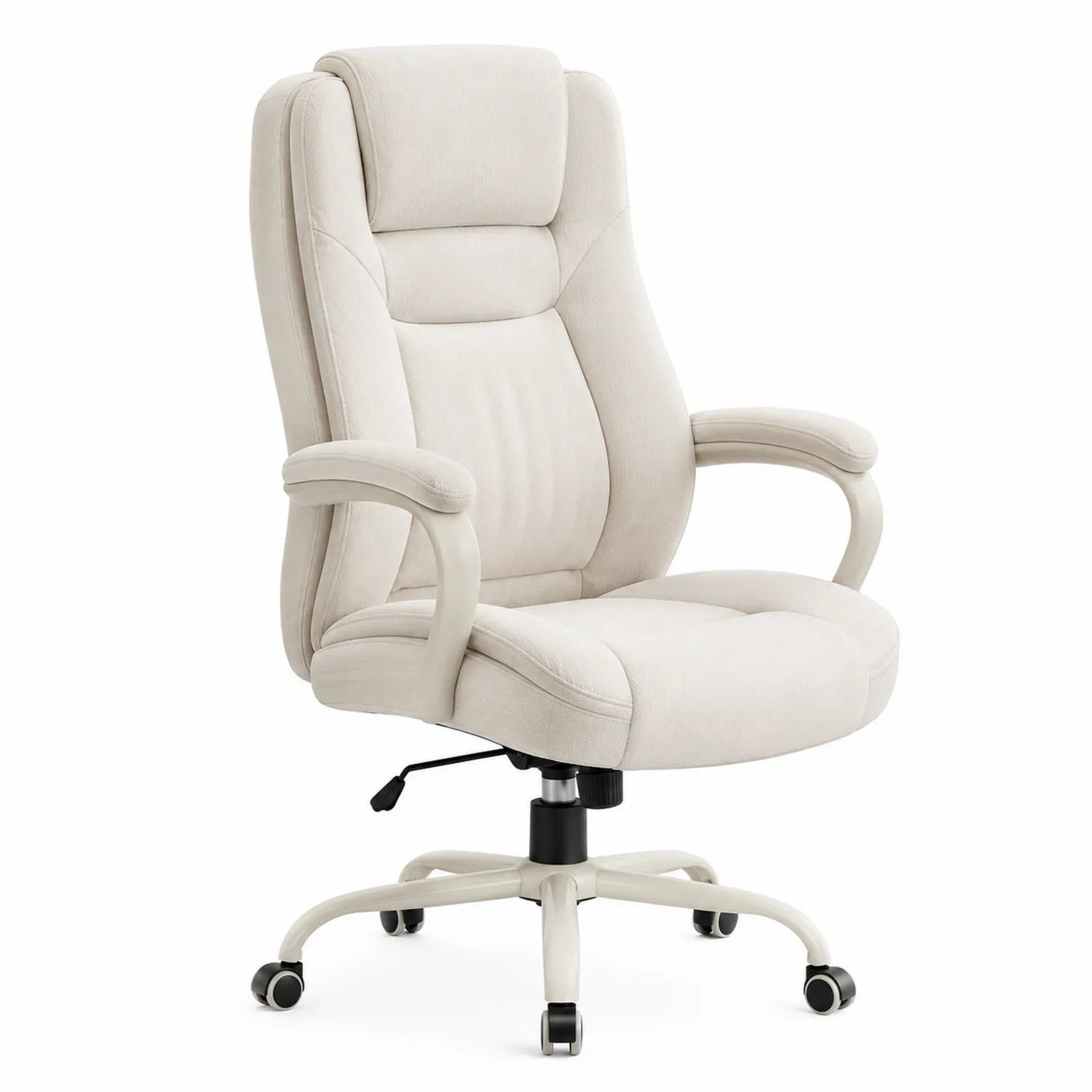 Sedia da ufficio ergonomica in tessuto beige con schienale alto