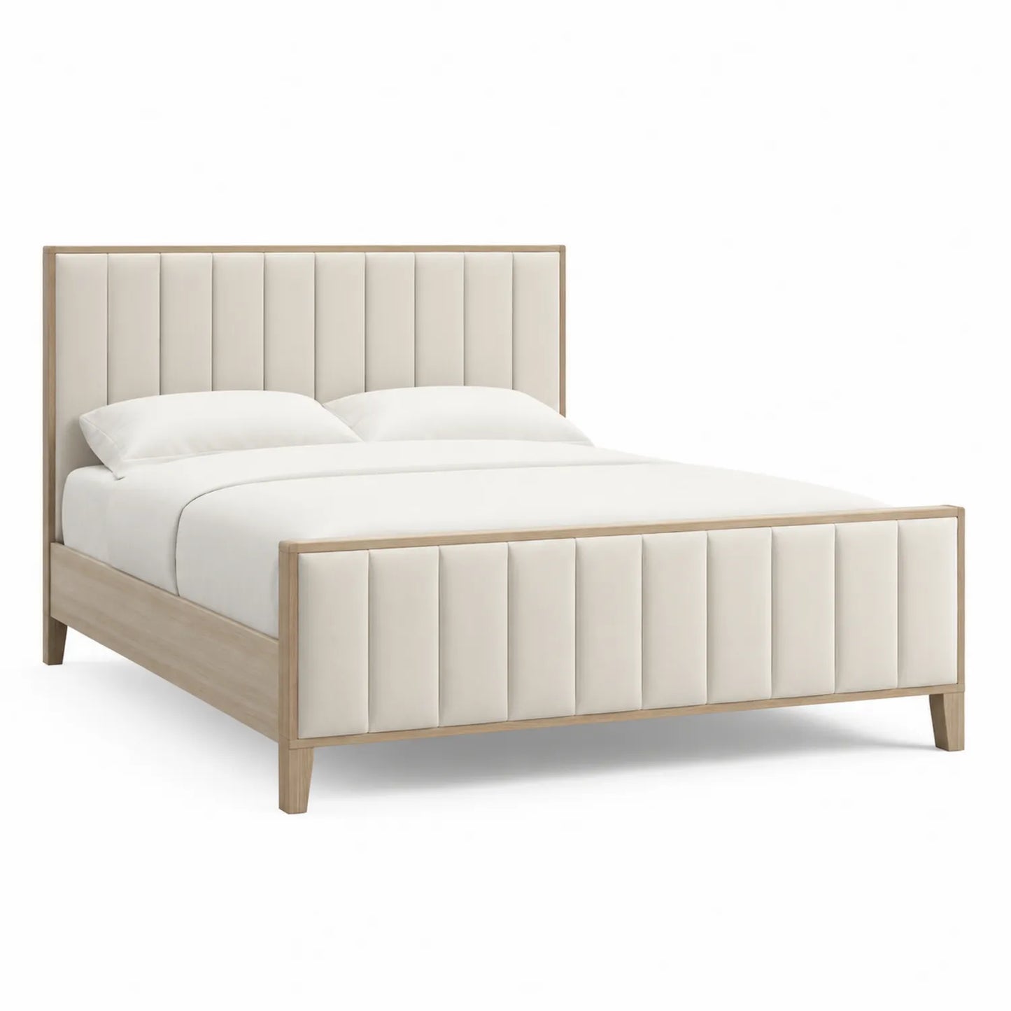 Letto matrimoniale in legno e tessuto bianco 200x160 cm